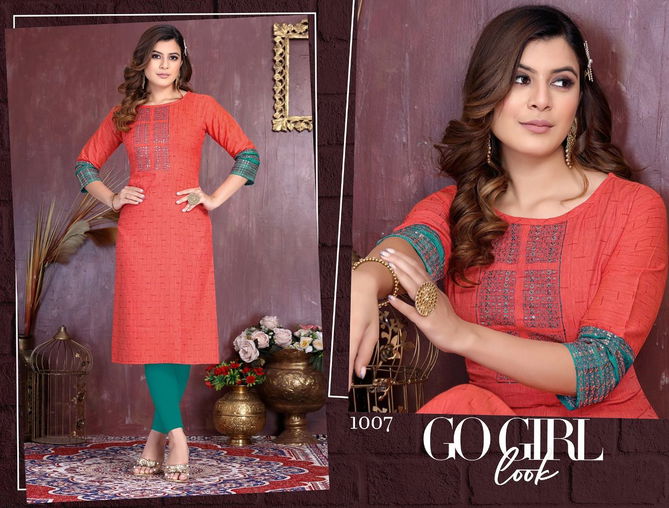 Beauty Queen Valvet Girl 1 Rayon Fancy Ethnic Wear Designer Kurti Collection